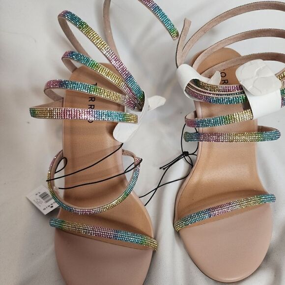 7.5W Wide Width Rainbow Rhinestone Heel 4" Spiral Lace Up Embellish Torrid Spark - Picture 5 of 13